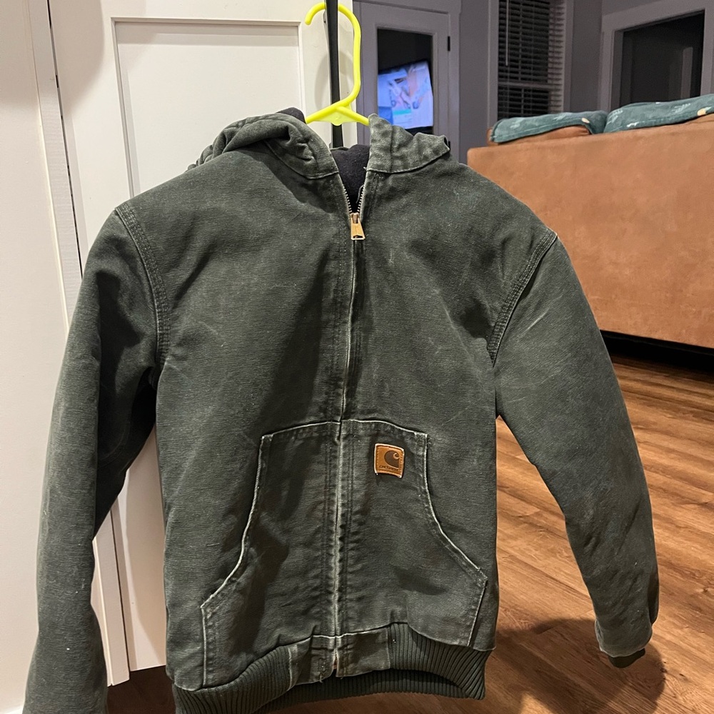 Carhartt youth Olive Hooded Jacket size L 10/12